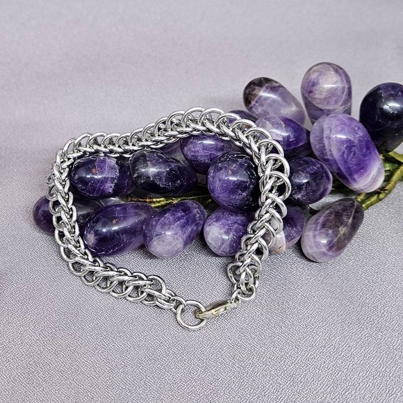 NWOT Unisex Bracelet!! Handmade Chainmaille of Shiny Aluminum - 8 1/4" - Picture 3 of 8